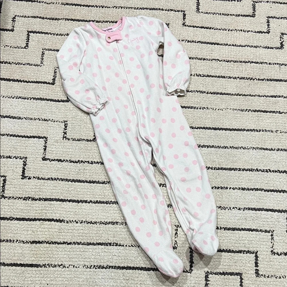 Juicy Couture White and Pink Polka Dot Kids Footed sleeper